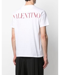 weißes Spitze T-Shirt mit einem Rundhalsausschnitt von Valentino