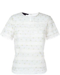 weißes Spitze T-Shirt mit einem Rundhalsausschnitt von Marc by Marc Jacobs