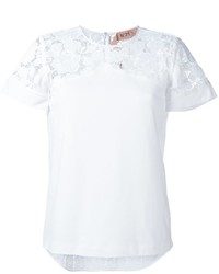 weißes Spitze T-Shirt mit einem Rundhalsausschnitt von No.21