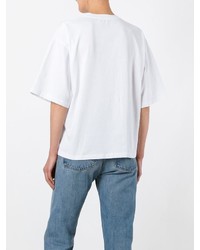 weißes Spitze T-shirt von MSGM