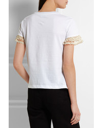 weißes Spitze T-shirt von RED Valentino