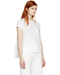 weißes Spitze T-shirt von Sacai