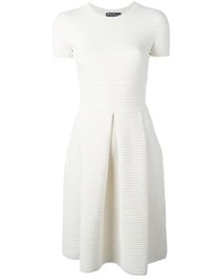 weißes Strick ausgestelltes Kleid von Salvatore Ferragamo