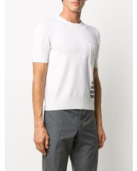 weißes Strick T-Shirt mit einem Rundhalsausschnitt von Thom Browne