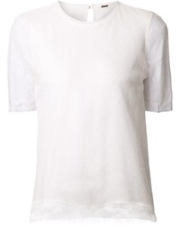 weißes Strick T-Shirt mit einem Rundhalsausschnitt von ADAM by Adam Lippes