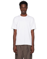 weißes Strick T-Shirt mit einem Rundhalsausschnitt von Auralee