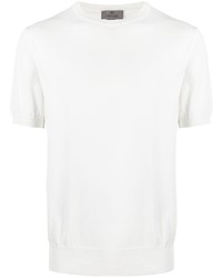 weißes Strick T-Shirt mit einem Rundhalsausschnitt von Canali