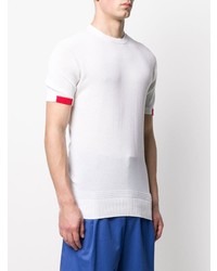 weißes Strick T-Shirt mit einem Rundhalsausschnitt von Maison Flaneur