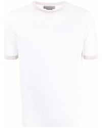 weißes Strick T-Shirt mit einem Rundhalsausschnitt von Corneliani