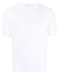 weißes Strick T-Shirt mit einem Rundhalsausschnitt von Cruciani
