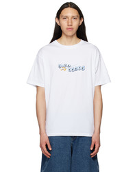 weißes Strick T-Shirt mit einem Rundhalsausschnitt von Dime