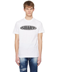 weißes Strick T-Shirt mit einem Rundhalsausschnitt von DSQUARED2