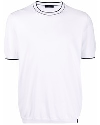 weißes Strick T-Shirt mit einem Rundhalsausschnitt von Fay