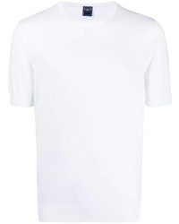 weißes Strick T-Shirt mit einem Rundhalsausschnitt von Fedeli