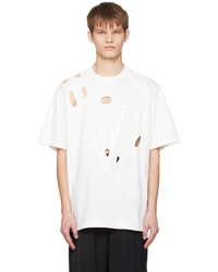 weißes Strick T-Shirt mit einem Rundhalsausschnitt von Feng Chen Wang