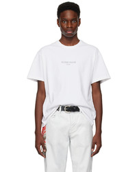 weißes Strick T-Shirt mit einem Rundhalsausschnitt von Guess Jeans U.S.A.