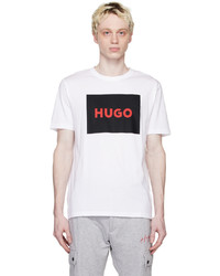 weißes Strick T-Shirt mit einem Rundhalsausschnitt von Hugo