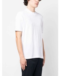 weißes Strick T-Shirt mit einem Rundhalsausschnitt von Brunello Cucinelli