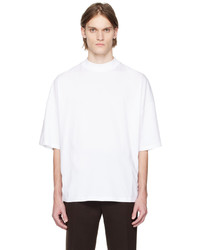 weißes Strick T-Shirt mit einem Rundhalsausschnitt von Jil Sander