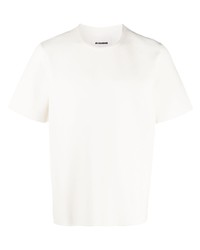 weißes Strick T-Shirt mit einem Rundhalsausschnitt von Jil Sander