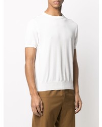 weißes Strick T-Shirt mit einem Rundhalsausschnitt von Canali