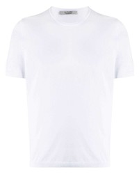 weißes Strick T-Shirt mit einem Rundhalsausschnitt von La Fileria For D'aniello