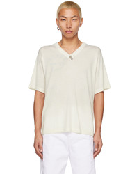 weißes Strick T-Shirt mit einem Rundhalsausschnitt von Lisa Yang