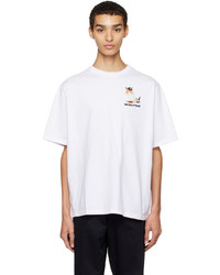 weißes Strick T-Shirt mit einem Rundhalsausschnitt von MAISON KITSUNÉ