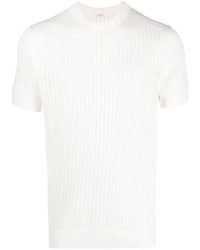weißes Strick T-Shirt mit einem Rundhalsausschnitt von Malo