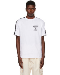 weißes Strick T-Shirt mit einem Rundhalsausschnitt von Moschino