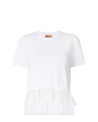 weißes Strick T-Shirt mit einem Rundhalsausschnitt von N°21