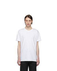 weißes Strick T-Shirt mit einem Rundhalsausschnitt von Naked and Famous Denim