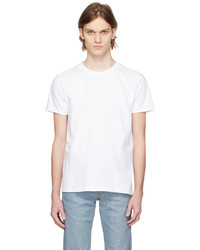 weißes Strick T-Shirt mit einem Rundhalsausschnitt von Naked & Famous Denim