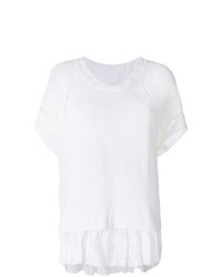 weißes Strick T-Shirt mit einem Rundhalsausschnitt von P.A.R.O.S.H.