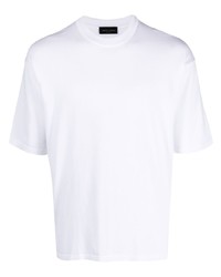 weißes Strick T-Shirt mit einem Rundhalsausschnitt von Roberto Collina