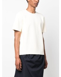 weißes Strick T-Shirt mit einem Rundhalsausschnitt von Jil Sander