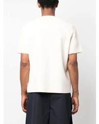 weißes Strick T-Shirt mit einem Rundhalsausschnitt von Jil Sander