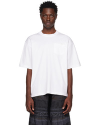 weißes Strick T-Shirt mit einem Rundhalsausschnitt von Sacai