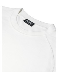 weißes Strick T-Shirt mit einem Rundhalsausschnitt von Zegna