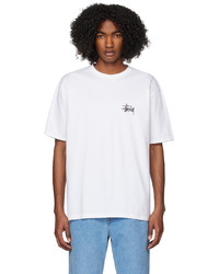 weißes Strick T-Shirt mit einem Rundhalsausschnitt von Stussy