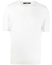 weißes Strick T-Shirt mit einem Rundhalsausschnitt von Tagliatore