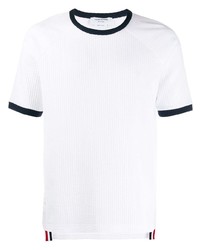 weißes Strick T-Shirt mit einem Rundhalsausschnitt von Thom Browne
