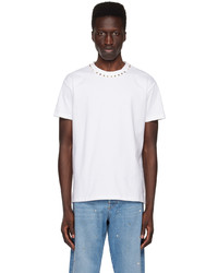 weißes Strick T-Shirt mit einem Rundhalsausschnitt von Valentino