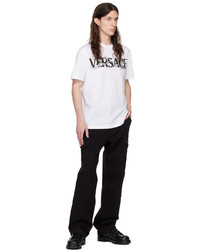weißes Strick T-Shirt mit einem Rundhalsausschnitt von Versace