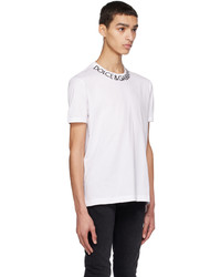 weißes Strick T-Shirt mit einem Rundhalsausschnitt von Dolce & Gabbana