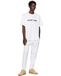 weißes Strick T-Shirt mit einem Rundhalsausschnitt von Helmut Lang