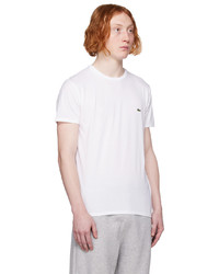 weißes Strick T-Shirt mit einem Rundhalsausschnitt von Lacoste
