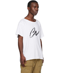 weißes Strick T-Shirt mit einem Rundhalsausschnitt von Greg Lauren