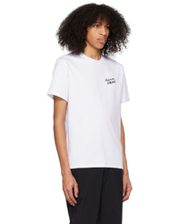 weißes Strick T-Shirt mit einem Rundhalsausschnitt von MAISON KITSUNÉ