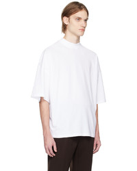 weißes Strick T-Shirt mit einem Rundhalsausschnitt von Jil Sander